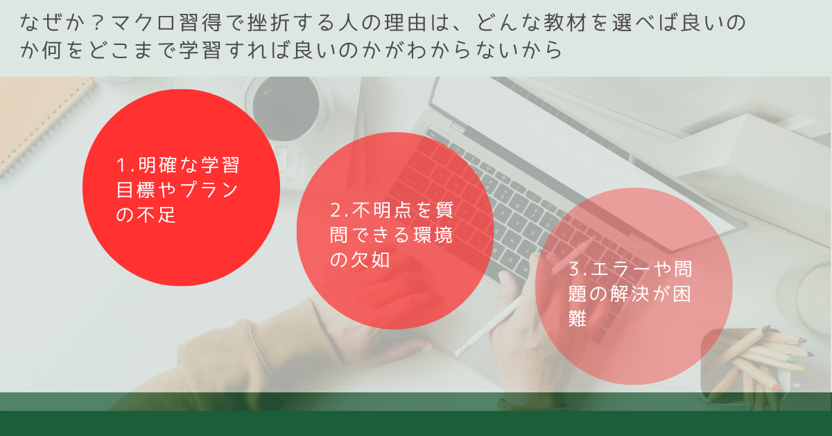 なぜか？マクロ習得で挫折する人の理由は、どんな教材を選べば良いのか