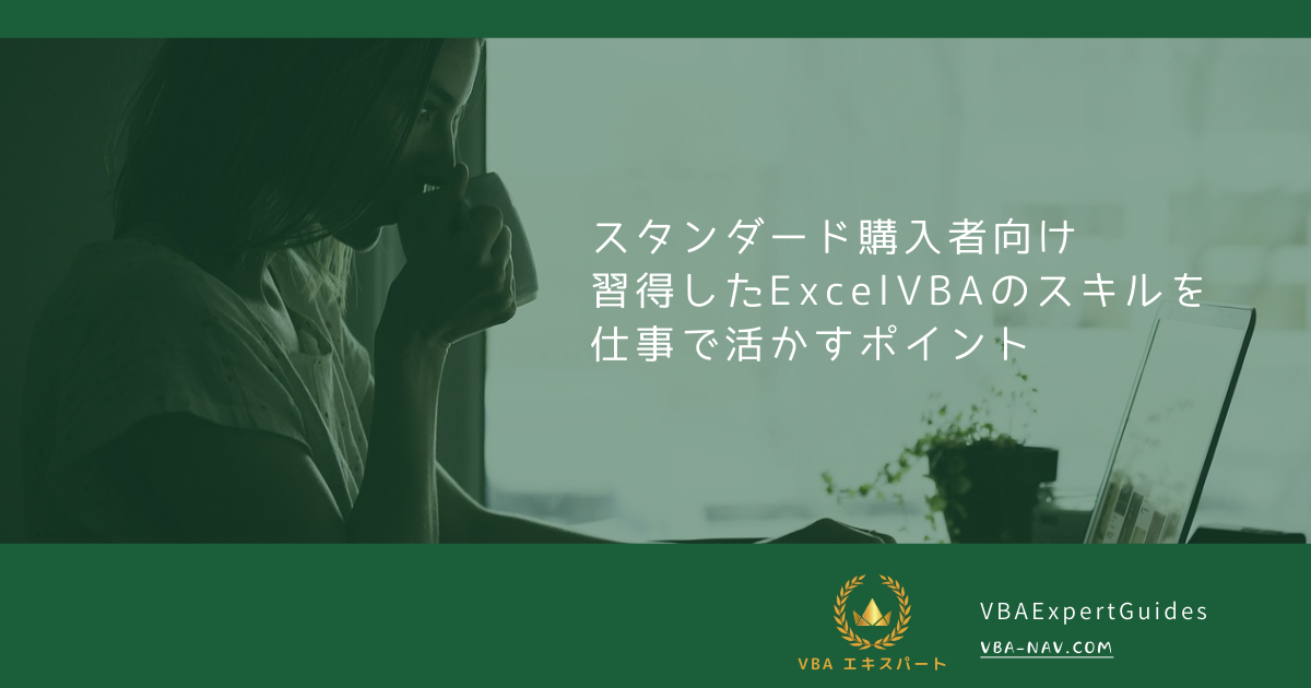 スタンダードセット購入者向け｜ExcelVBAスキルを仕事で活かすポイント